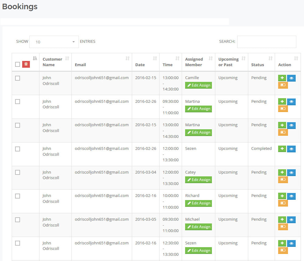 Your bookings in an organized view